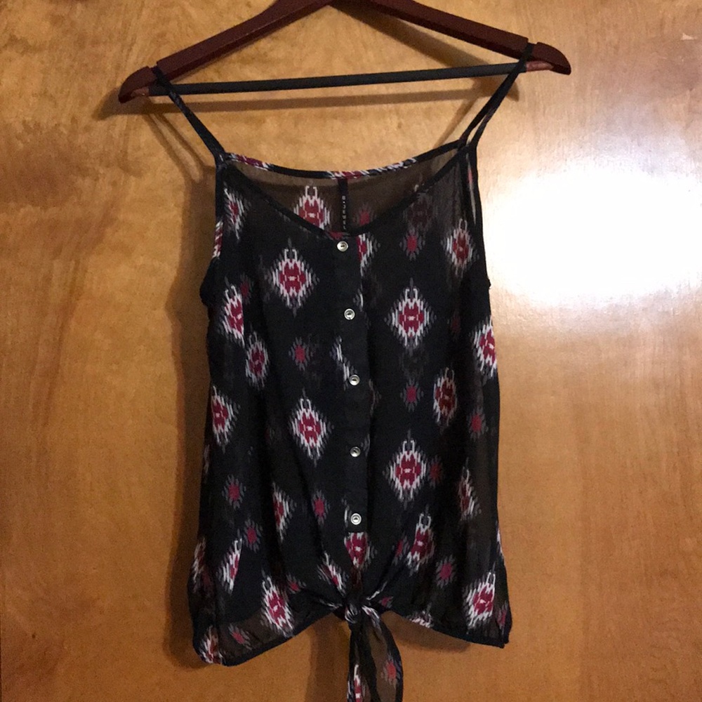 Sheer black patterned blouse